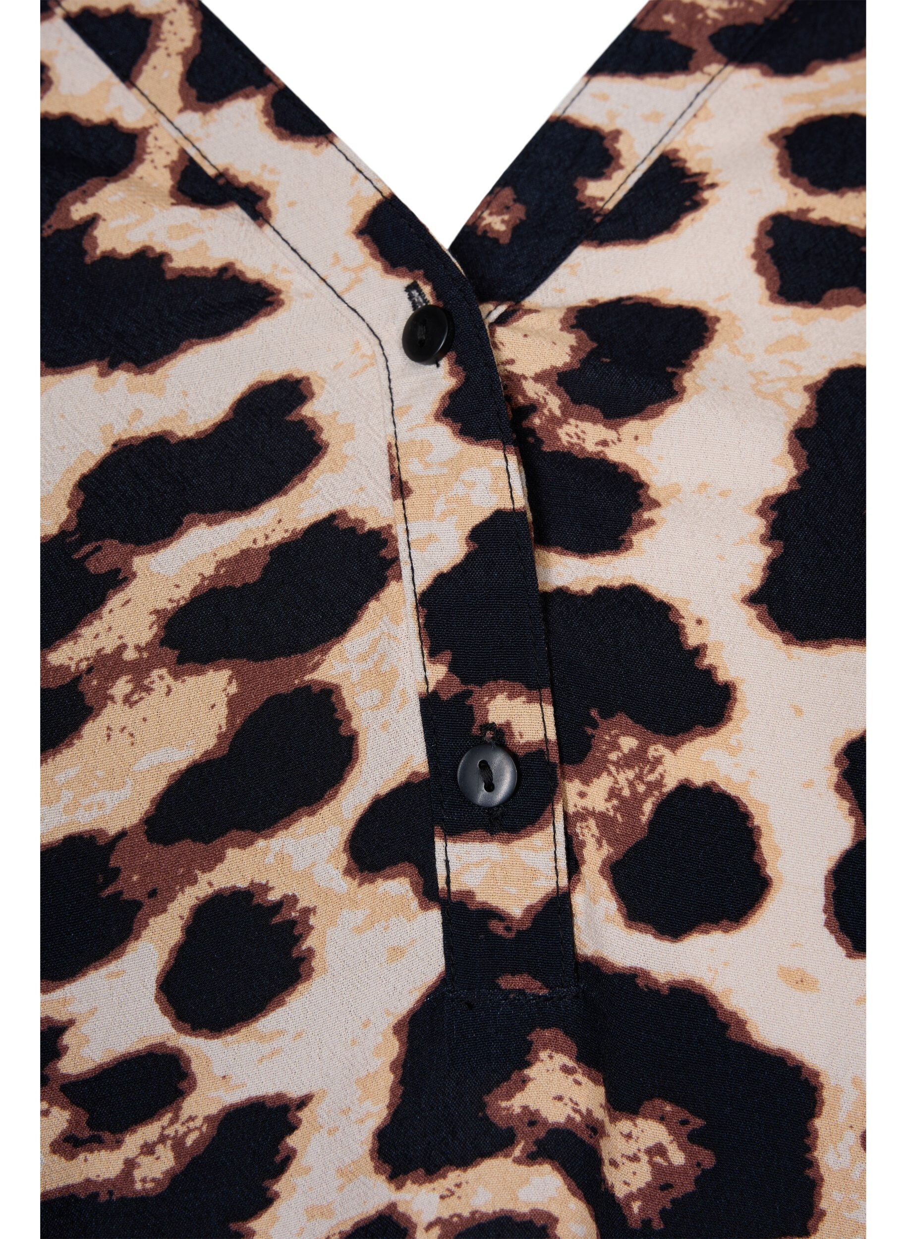 Zizzi M&oslash;nstrete bluse i viskose med smock, Leo AOP, Packshot image number 2