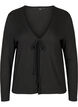 Ribbet cardigan med knyting, Black, Packshot image number 0