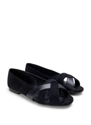 Zizzi Ballerinasko med spiss tå og bred passform, Black, Packshot image number 1