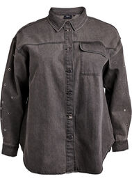 Denimskjorte med maljer på ermene, Grey Denim