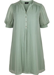 Kjole med korte ermer og knapper, Chinois Green