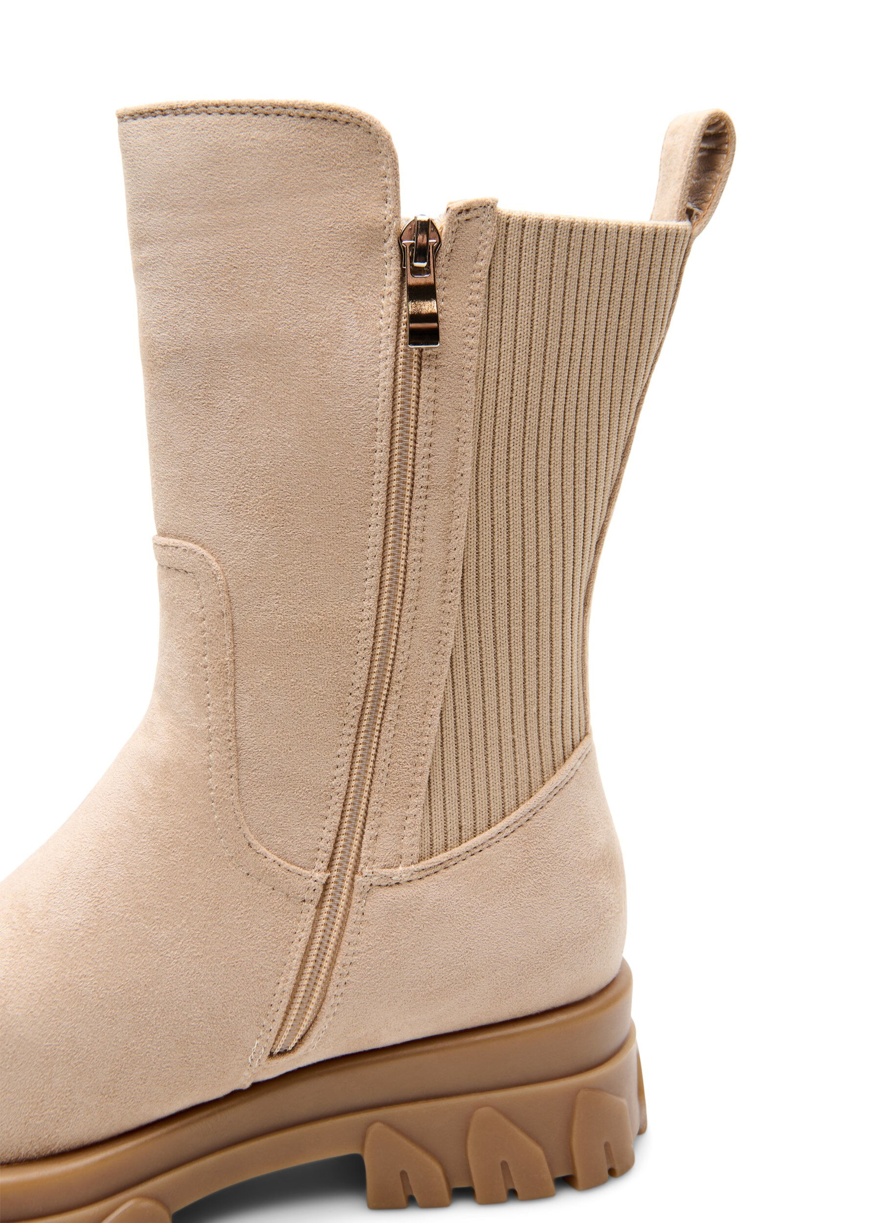 ZizziChunky st&oslash;vel i imitert semsket skinn, Beige, Packshot image number 2