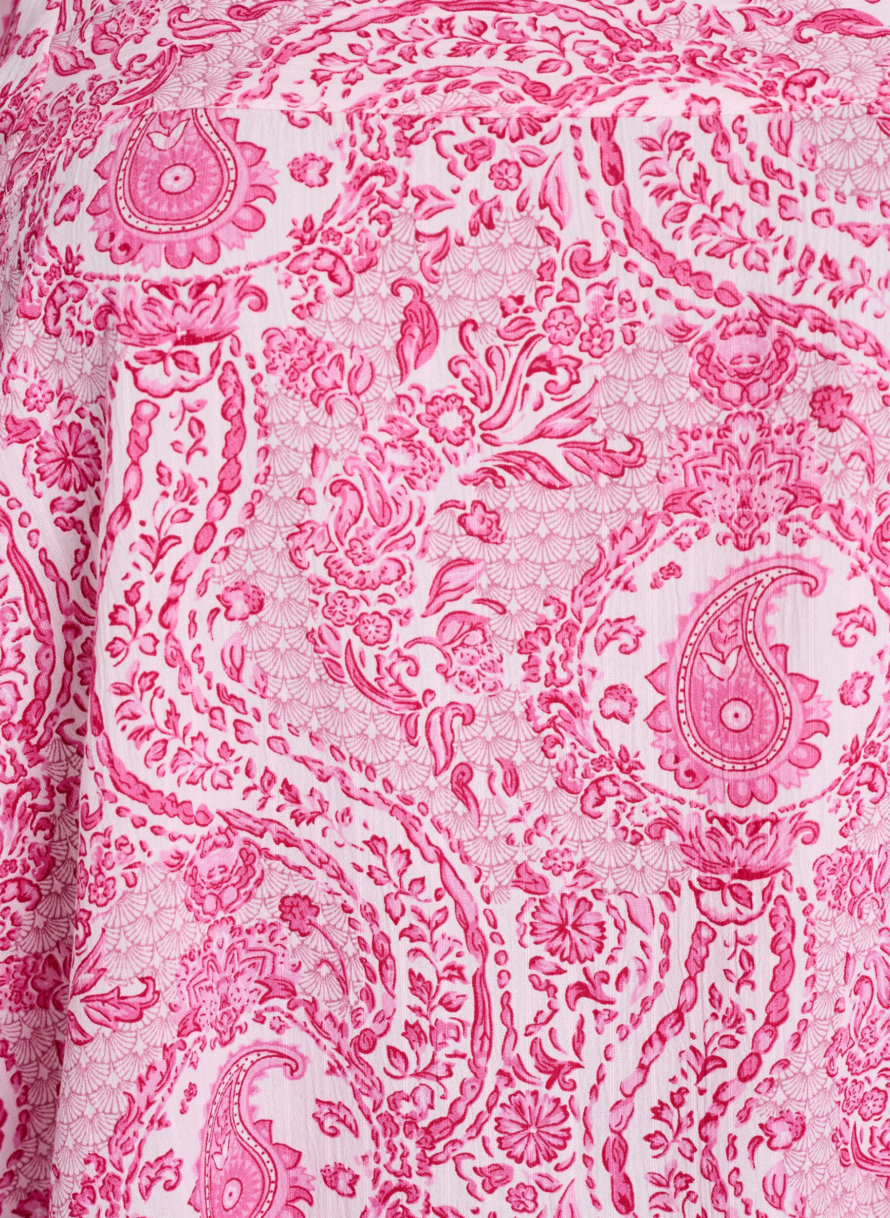 ZizziViskose bluse med paisleym&oslash;nster og firkantet utringning, Rosa, Packshot image number 2