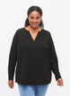Bluse med lange ermer og blondedetaljer , Black, Model image number 0
