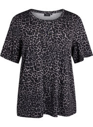 T-skjorte med TENCEL&trade; Lyocell og leopardm&oslash;nster, Gr&aring;