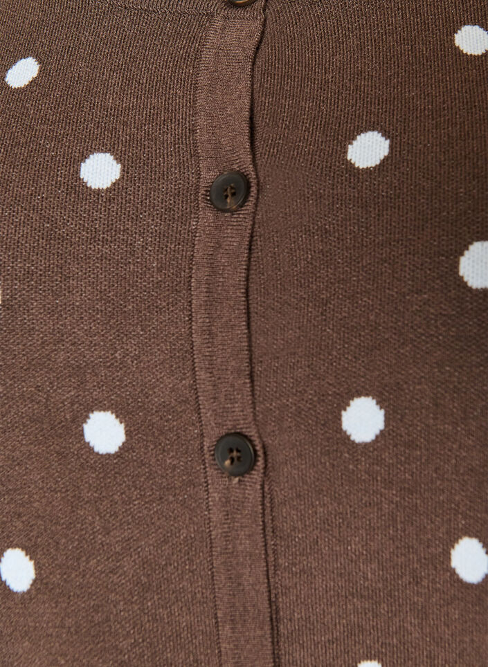 Cardigan med prikker og knappelukking, Brun, Packshot image number 2