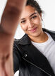 Biker jakke i imitert skinn, Svart, Model image number 3