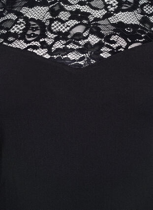 Zizzi Fitted kropp med blonder ermer, Svart, Packshot image number 2