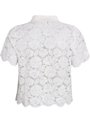 Zizzi Skjortebluse i blonde med perleknapper, Vanilje, Packshot image number 1