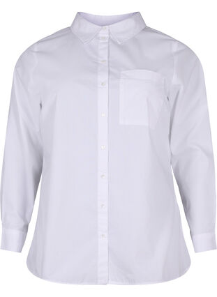 Skjorte i bomullsblanding, Bright White, Packshot image number 0