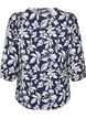 3/4-ermet bomullsbluse med trykk, Naval Academy Flower, Packshot image number 1