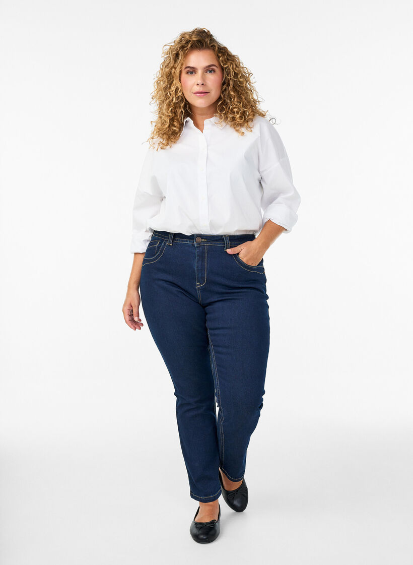 Slim fit Vilma jeans med høyt liv, Blå, Model image number 0