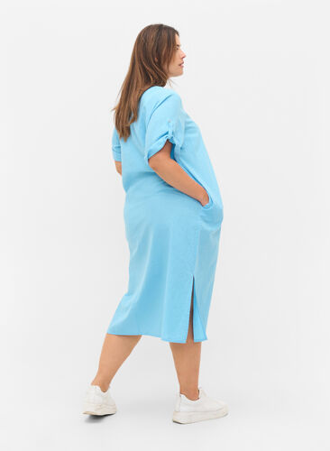 Lang skjortekjole med korte ermer, Alaskan Blue, Model image number 1