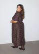 Midikjole i blomstret jacquard, Brun, Model image number 1