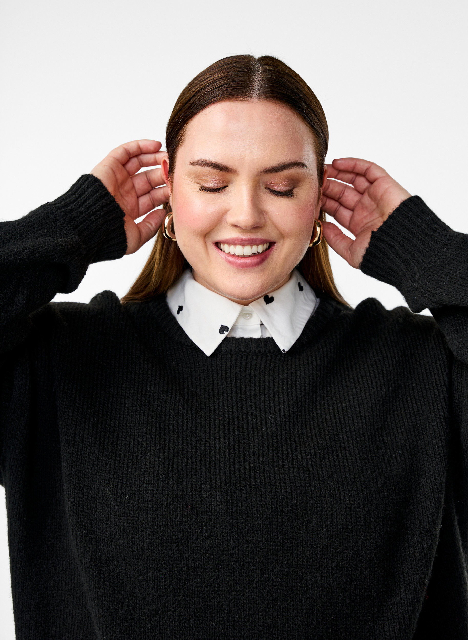 Zizzi L&oslash;s krage med broderte hjerter, White, Image image number 0