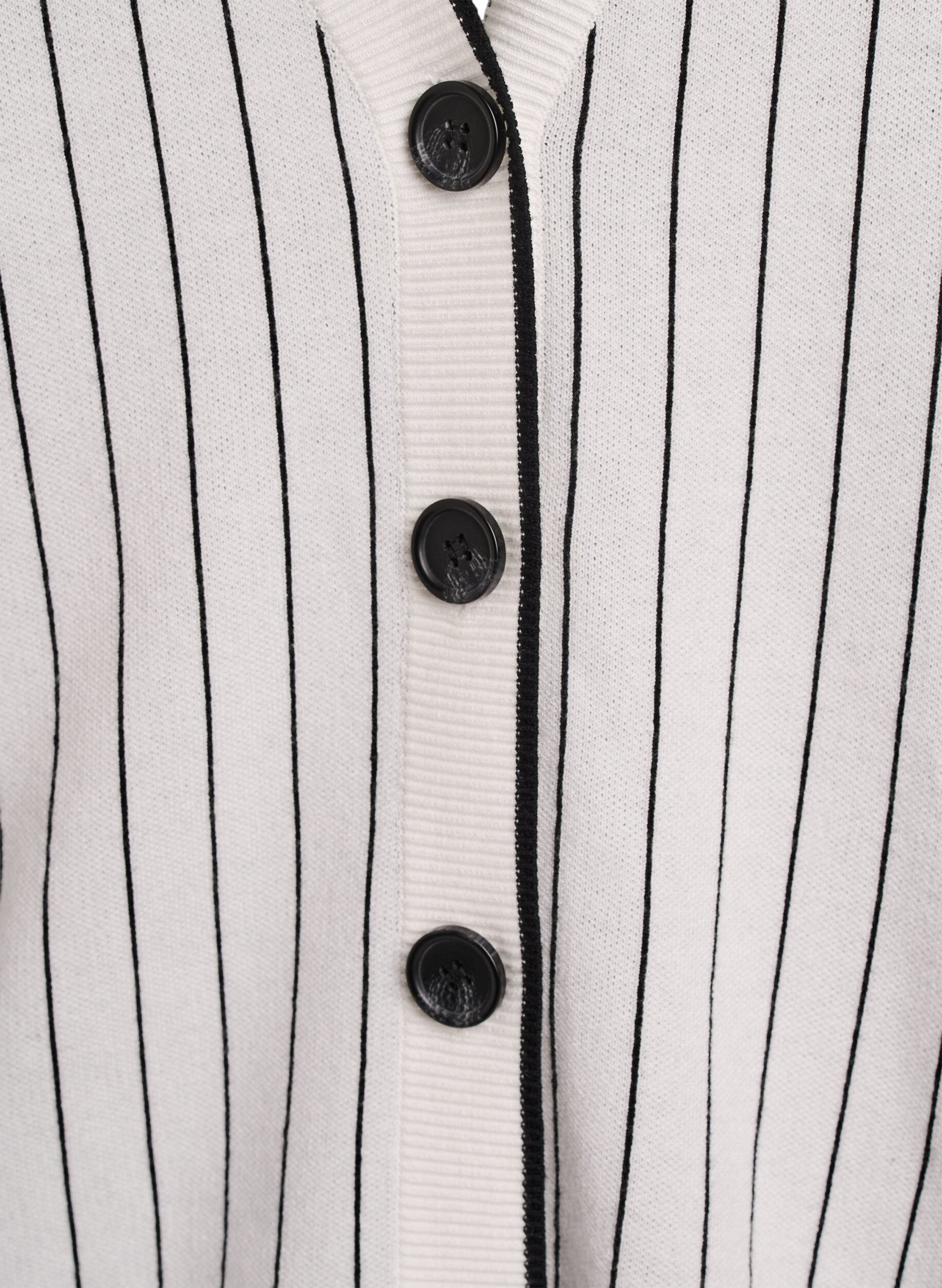 Zizzi Strikket cardigan med striper og motiv p&aring; ryggen, Hvit, Packshot image number 2