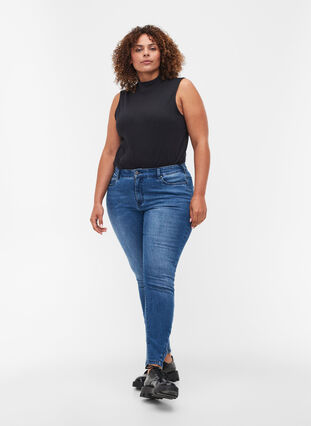 Super slim Amy jeans med sløyfe, Dark blue, Model image number 4