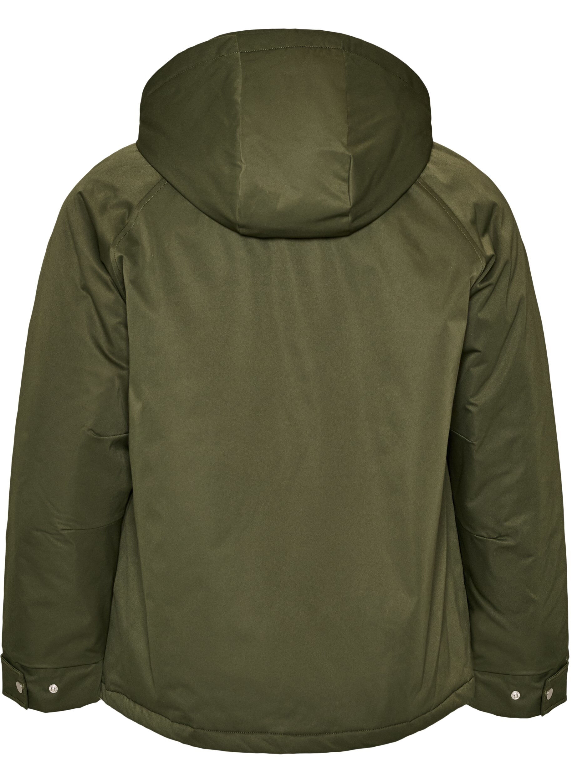 ZizziPolstret parkas med avtakbar hette, Gr&oslash;nn, Packshot image number 1