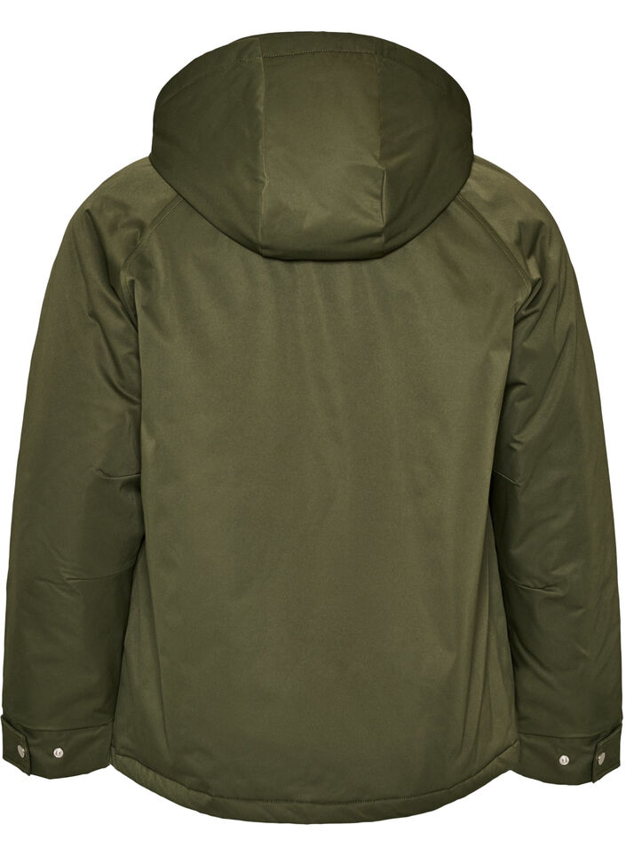Polstret parkas med avtakbar hette, Gr&oslash;nn, Packshot image number 1
