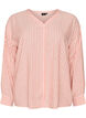Bluse i lin og viskose med V-hals, Orange, Packshot image number 0