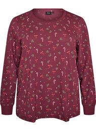 Nattbluse med et trykk, M&oslash;rk Bordeaux