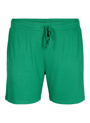 Shorts i viskosekvalitet med ribbestrikk og ledig passform, Jolly Green, Packshot image number 0