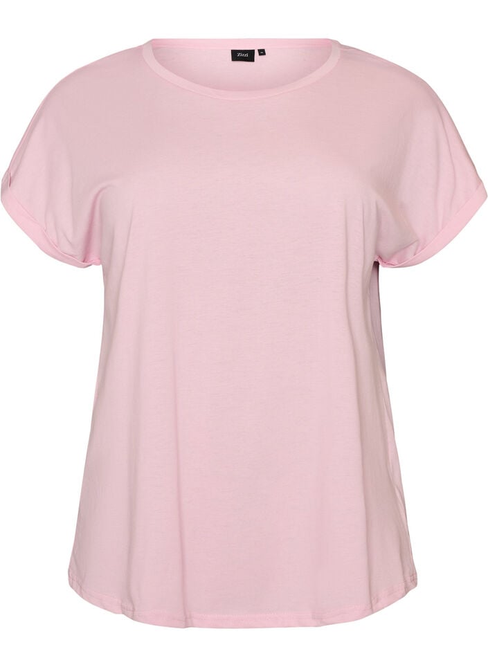 Kortermet T-skjorte i bomullsblanding, Rosa, Packshot image number 0