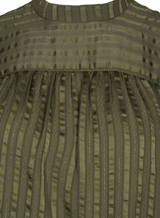 Stripete bluse med høy hals og knapper, Forest Night, Packshot image number 2