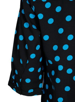 Bluse med print og 3/4 ermer, Black Blue Dot, Packshot image number 3