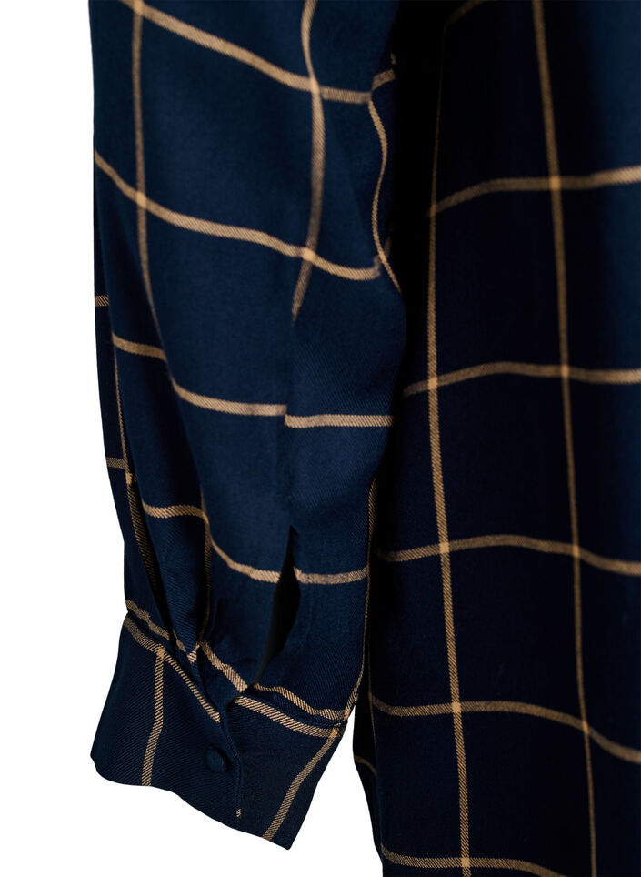 Rutete oversized bomullsskjorte, Blå, Packshot image number 3
