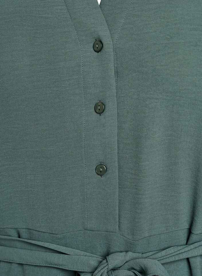 Midiskjortekjole med knytebelte, Gr&oslash;nn, Packshot image number 2