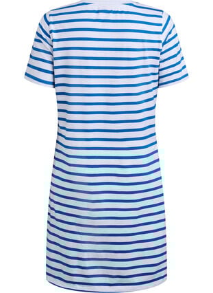 Zizzi Stripete jerseykjole med korte ermer, Blå, Packshot image number 1