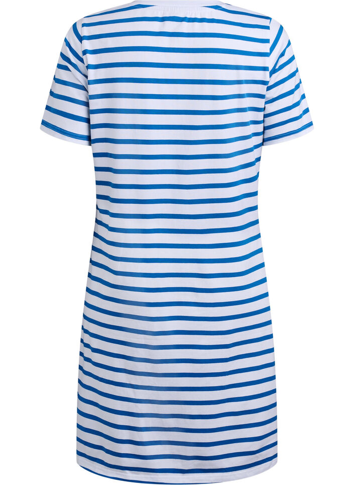 Stripete jerseykjole med korte ermer, Blå, Packshot image number 1