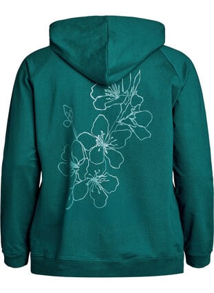 Zizzi Hettegenser med glidelås og trykk på ryggen, Grønn, Packshot image number 1