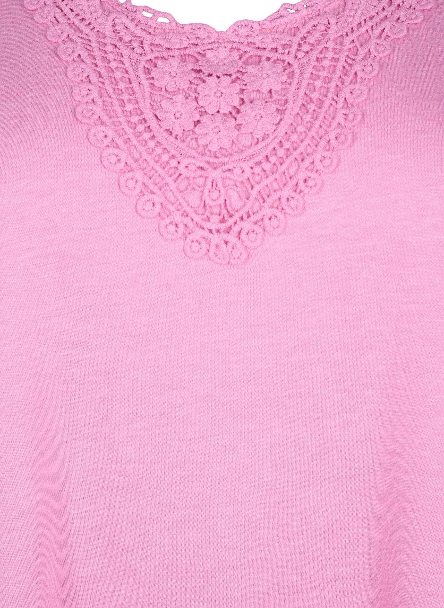 Zizzi Ermel&oslash;s topp med blonder, Rosebloom, Packshot image number 2