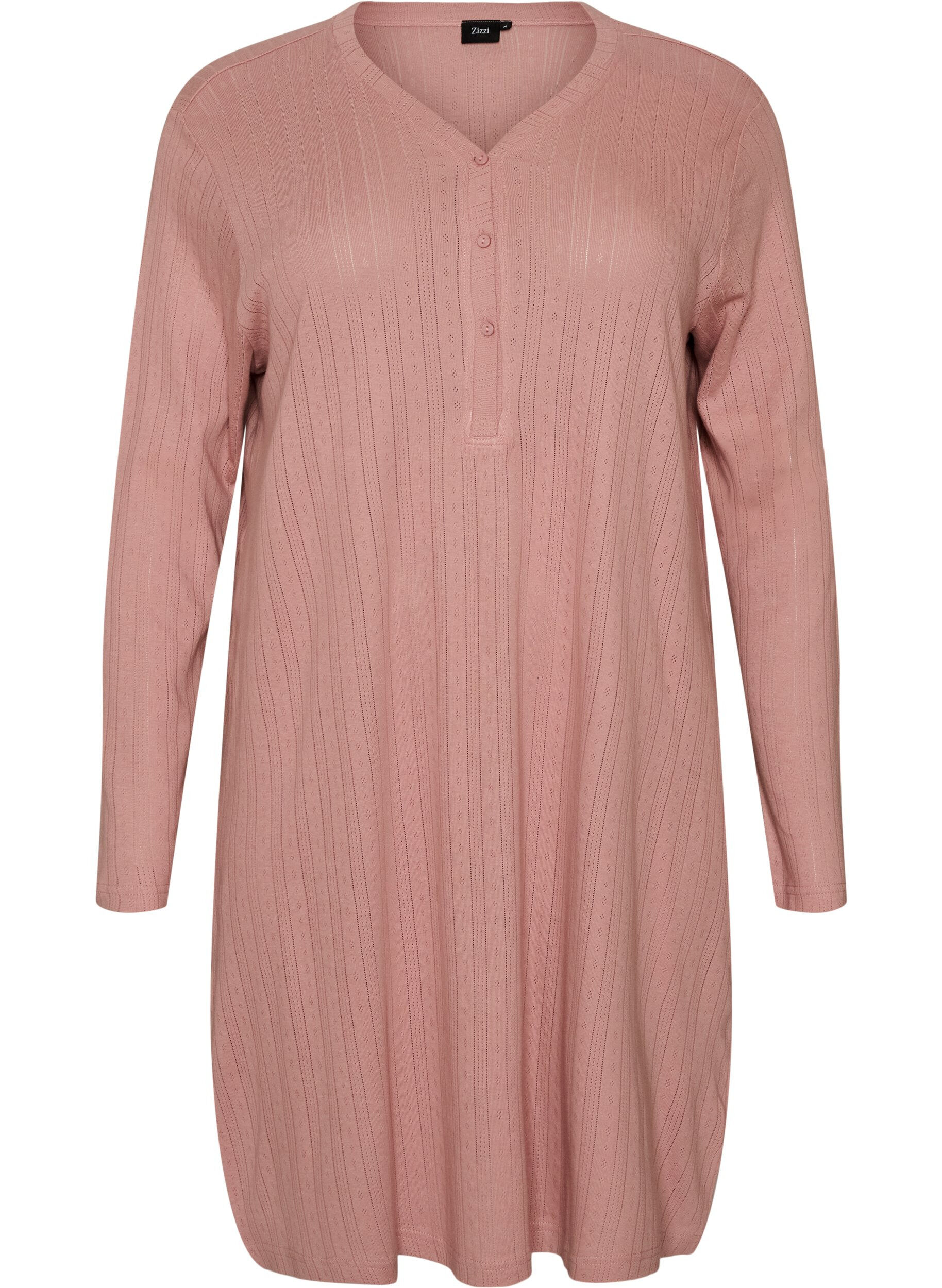 ZizziNattkjole i &oslash;kologisk bomull med hullbroderi, Rosa, Packshot image number 0