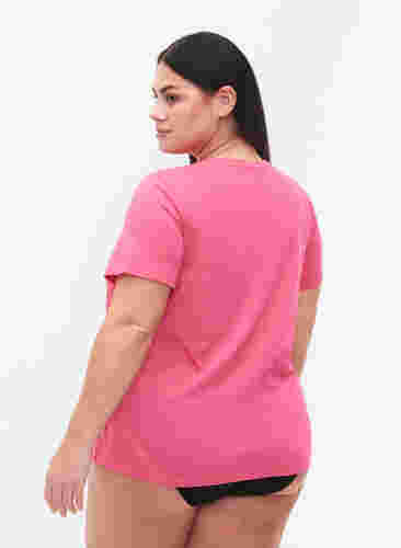 T-skjorte i bomull med trykk og korte ermer, Hot Pink Create, Model image number 1