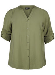 Skjortebluse i viskose med 3/4 ermer, Winter Moss