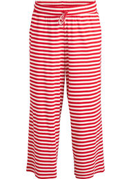 Stripete pyjamasbukser med h&oslash;y midje og vide ben, R&oslash;d