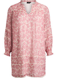 Kort chiffongkjole med heklede detaljer, Rosa