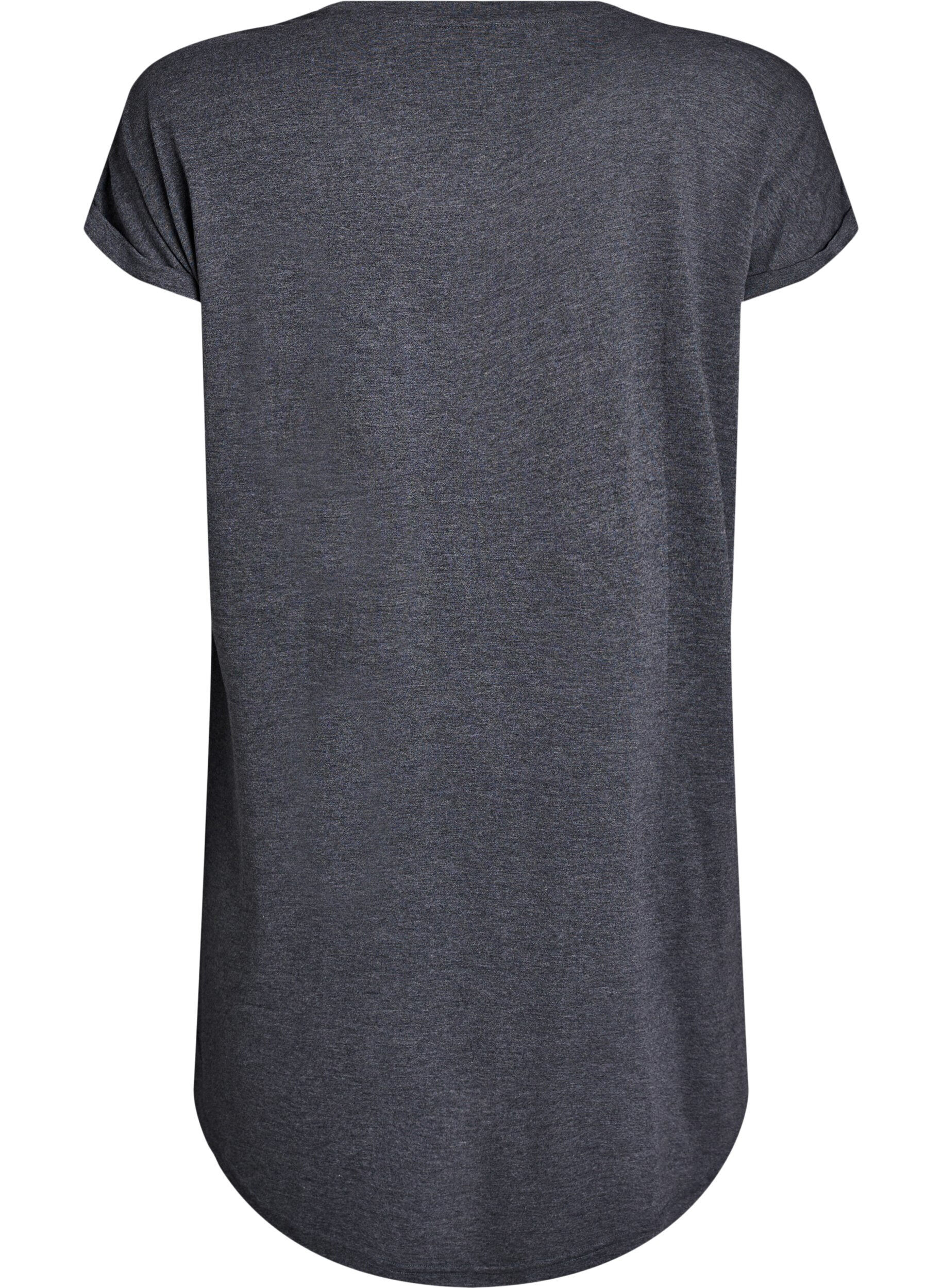 Zizzi Nattkjole med korte ermer og tekstprint, Svart, Packshot image number 1