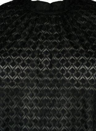 Bluse med lange ermer og mønstret tekstur, Black, Packshot image number 2