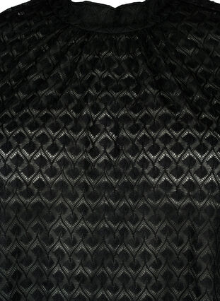 Zizzi Bluse med lange ermer og mønstret tekstur, Black, Packshot image number 2
