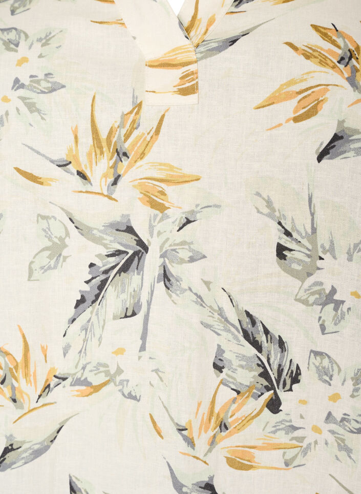 Midikjole i lin og viskose med 1/2 ermer, Hvit, Packshot image number 2