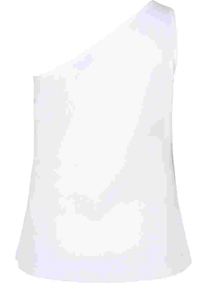 Topp med one-shoulder i bomull, Bright White, Packshot image number 1