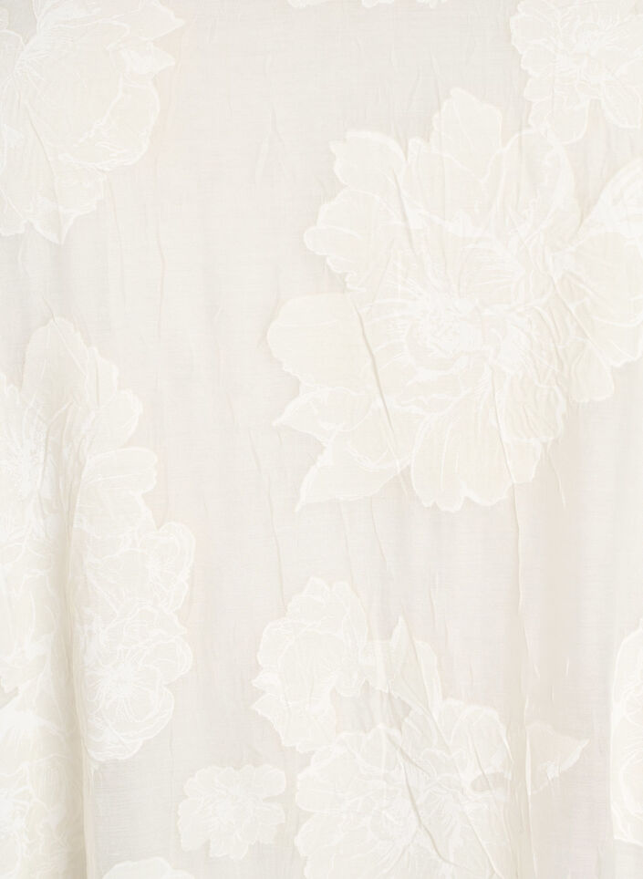 Midikjole med blomstertrykk og gjennomsiktige 3/4 ermer, Beige, Packshot image number 2