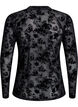 Bluse i mesh med blomstertrykk, Svart, Packshot image number 1