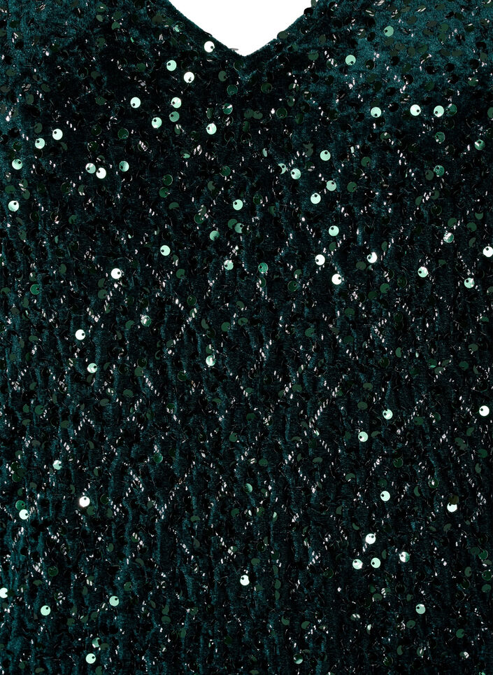 Paillettkjole med V-hals og rutemønster, Rain Forest Sequins, Packshot image number 2