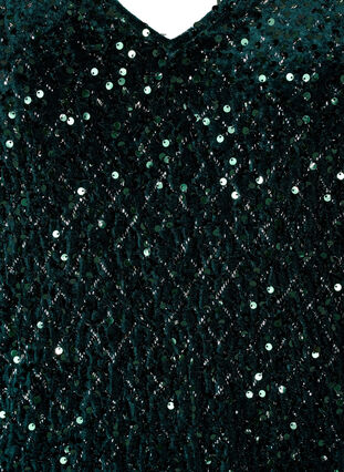 Zizzi Paillettkjole med V-hals og rutemønster, Rain Forest Sequins, Packshot image number 2
