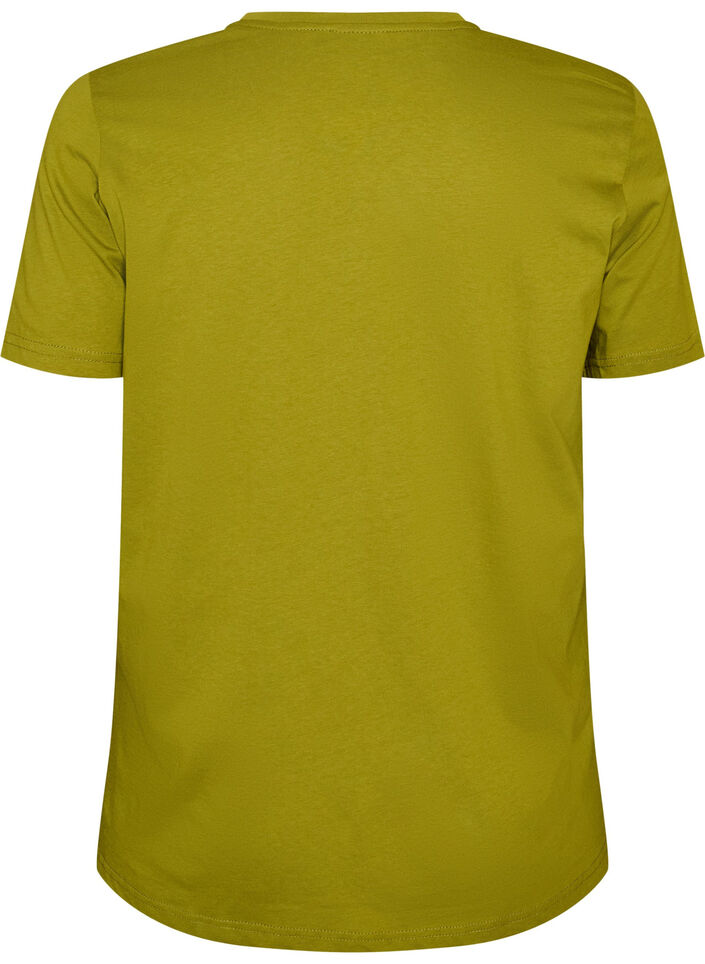 Bomulls T-skjorte med tekstmerke, Gr&oslash;nn, Packshot image number 1